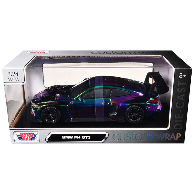 BMW M4 GT3 Chameleon Chrome "Custom Wrap" Series 1/24 Diecast Model Car by Motormax-Motormax-ModelCars.com