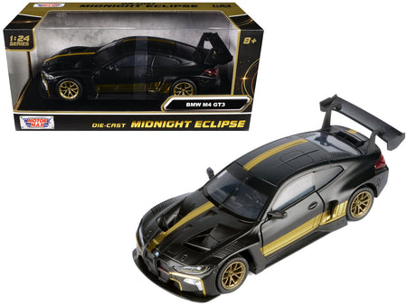 BMW M4 GT3 Matt Black with Gold Stripes "Midnight Eclipse" Series 1/24 Diecast Model Car by Motormax-Motormax-ModelCars.com
