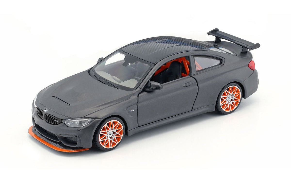 BMW M4 GTS Gray with Carbon Top and Orange Wheels 1/24 Diecast Model Car by Maisto-Maisto-ModelCars.com