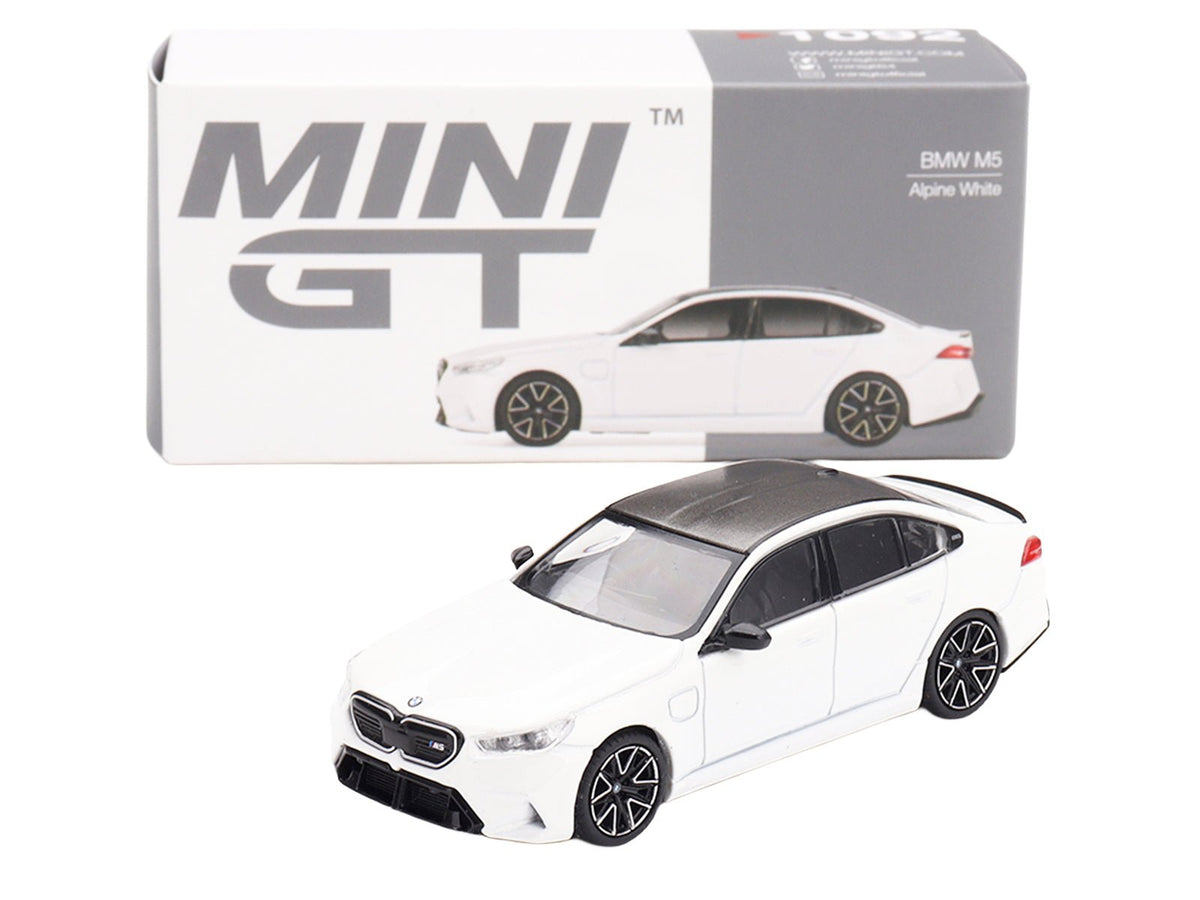BMW M5 Alpine White with Carbon Top Limited Edition 1/64 Diecast Model Car by Mini GT-Mini GT-ModelCars.com