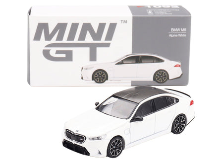 BMW M5 Alpine White with Carbon Top Limited Edition 1/64 Diecast Model Car by Mini GT-Mini GT-ModelCars.com