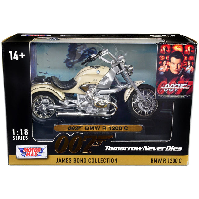 BMW R 1200 C Motorcycle Cream James Bond 007 "Tomorrow Never Dies" (1997) Movie "James Bond Collection" Series 1/18 Diecast Model Car by Motormax - Motormax - ModelCars.com