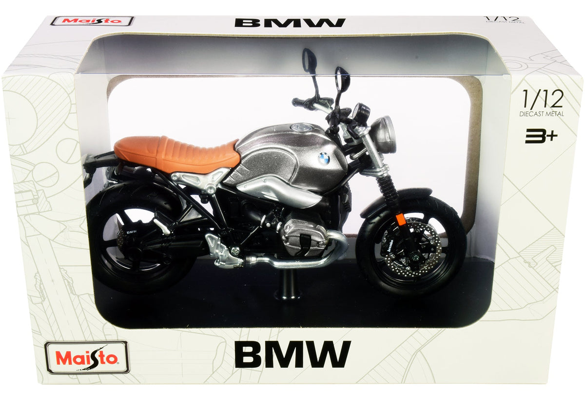 BMW R nineT Scrambler Meatllic Gray with Plastic Display Stand 1/12 Diecast Motorcycle Model by Maisto-Maisto-ModelCars.com