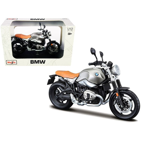 BMW R nineT Scrambler Meatllic Gray with Plastic Display Stand 1/12 Diecast Motorcycle Model by Maisto-Maisto-ModelCars.com