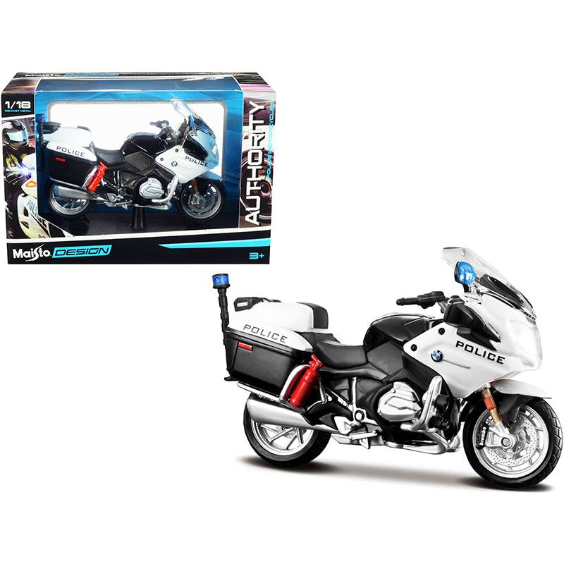 BMW R1200RT "U.S. Police" White "Authority Police Motorcycles" Series with Plastic Display Stand 1/18 Diecast Motorcycle Model by Maisto - Maisto - ModelCars.com