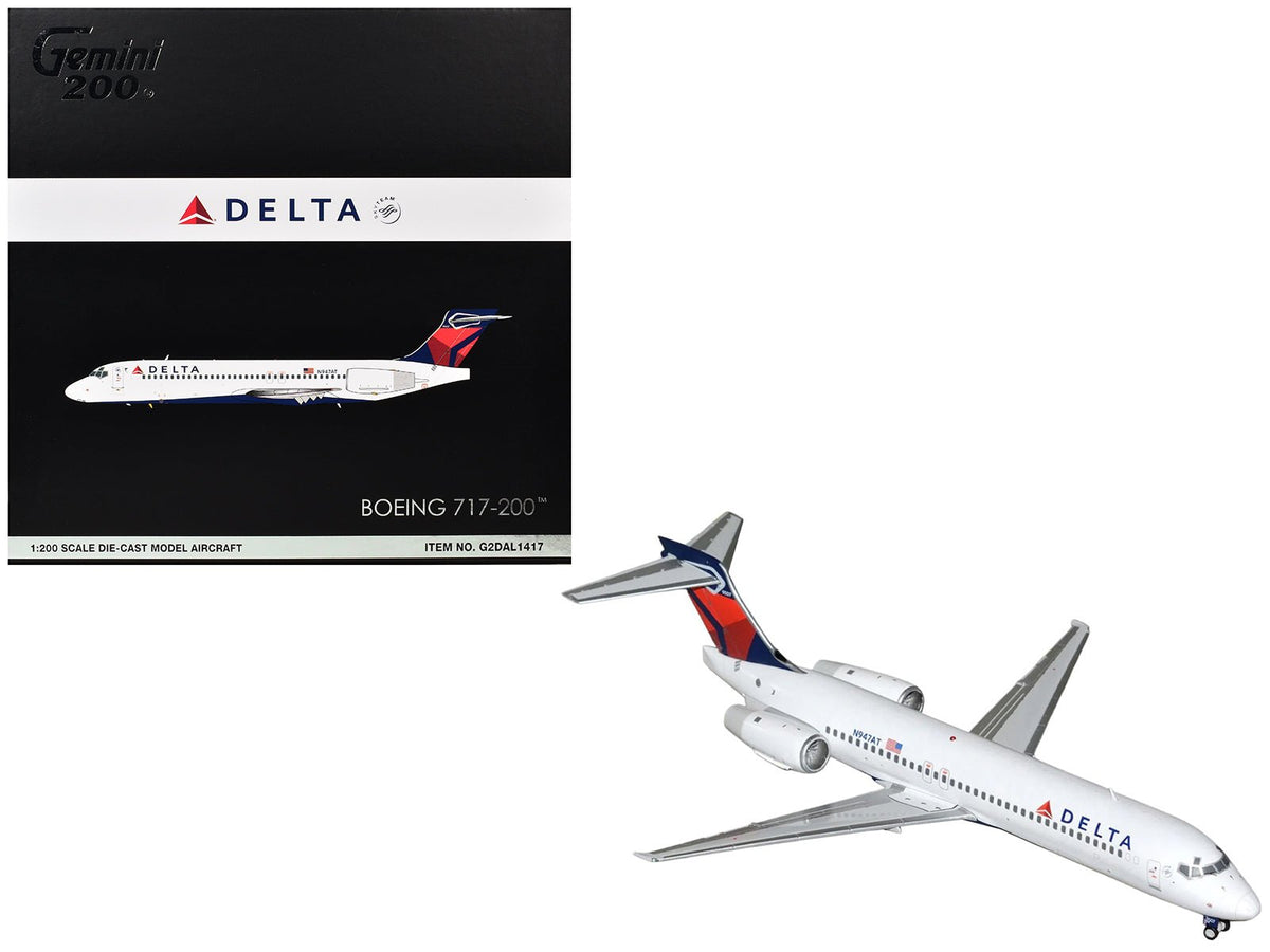 Boeing 717-200 Commercial Aircraft "Delta Air Lines" (N947AT) White with Blue and Red Tail "Gemini 200" Series 1/200 Diecast Model by GeminiJets-GeminiJets-ModelCars.com
