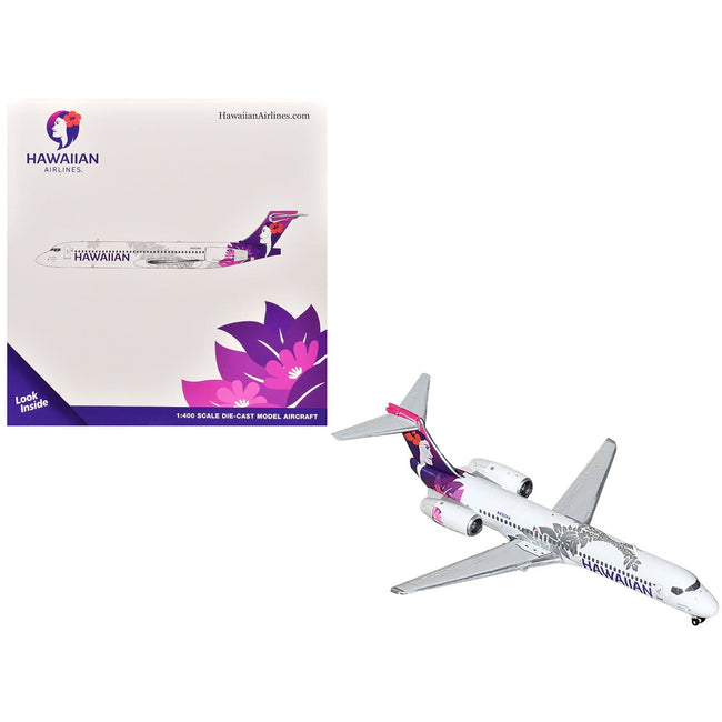 Boeing 717 - 200 Commercial Aircraft "Hawaiian Airlines" (N492HA) White with Purple Graphics 1/400 Diecast Model Airplane by GeminiJets - GeminiJets - ModelCars.com
