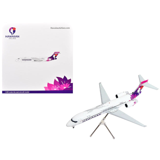 Boeing 717-200 Commercial Aircraft "Hawaiian Airlines" (N492HA) White with Purple Tail Graphics "Gemini 200" Series 1/200 Diecast Model Airplane by GeminiJets-GeminiJets-ModelCars.com
