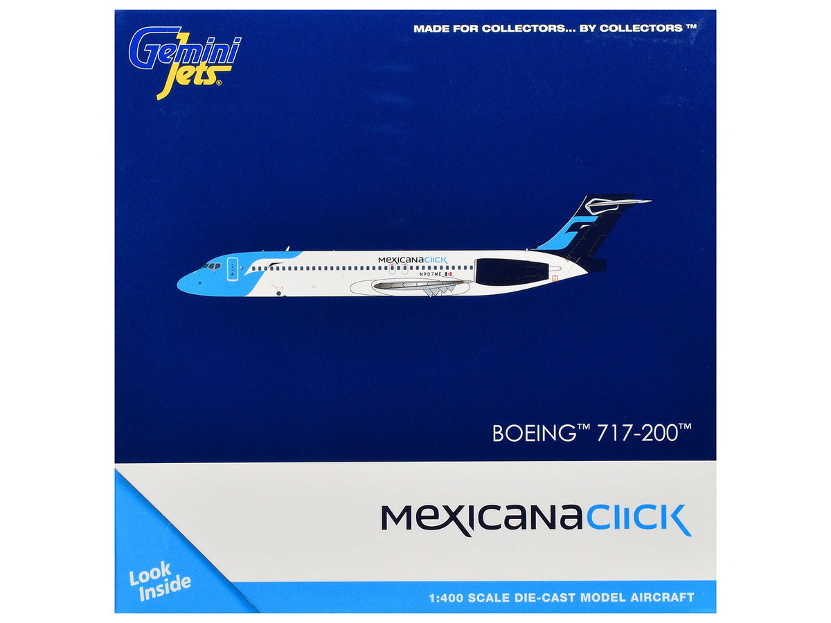 Boeing 717-200 Commercial Aircraft "Mexicana Click" (N907ME) White with Light Blue Nose and Dark Blue Tail 1/400 Diecast Model Airplane by GeminiJets-GeminiJets-ModelCars.com