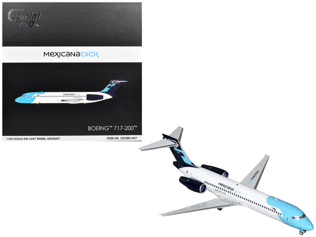 Boeing 717-200 Commercial Aircraft "Mexicana Click" (N907ME) White with Light Blue Nose and Dark Blue Tail "Gemini 200" Series 1/200 Diecast Model Airplane by GeminiJets-GeminiJets-ModelCars.com