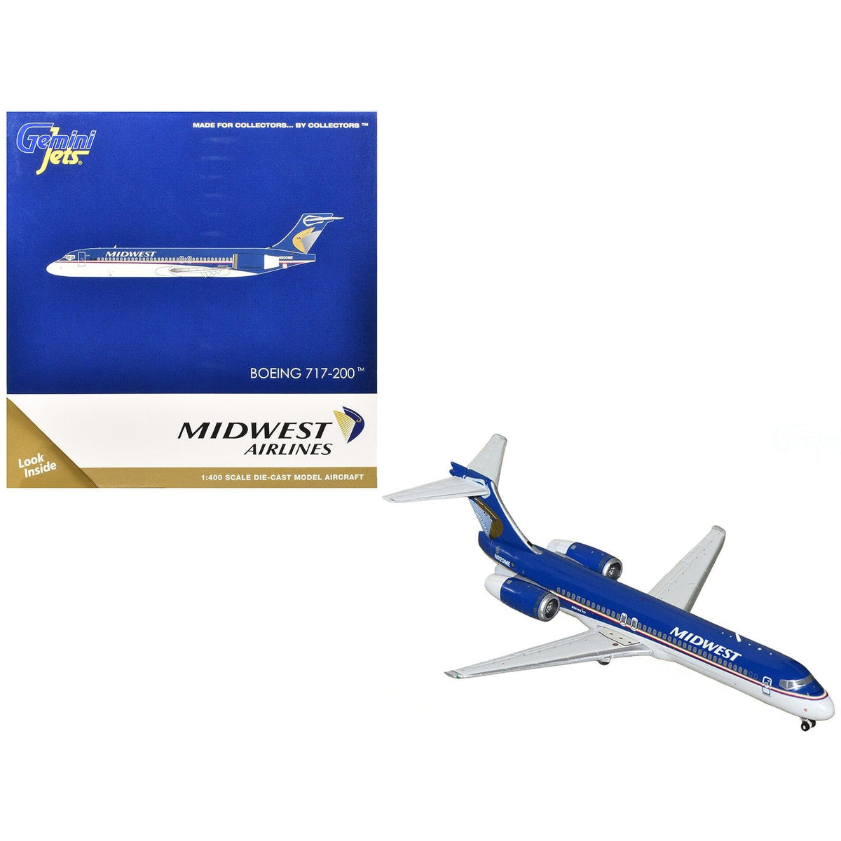 Boeing 717-200 Commercial Aircraft "Midwest Airlines" (N920ME) Blue and White 1/400 Diecast Model Airplane by GeminiJets-GeminiJets-ModelCars.com