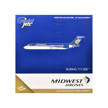 Boeing 717-200 Commercial Aircraft "Midwest Airlines" (N920ME) Blue and White 1/400 Diecast Model Airplane by GeminiJets-GeminiJets-ModelCars.com