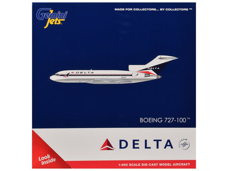 Boeing 727-100 Commercial Aircraft "Delta Air Lines" (N1633) White with Red and Blue Stripes 1/400 Diecast Model by GeminiJets-GeminiJets-ModelCars.com
