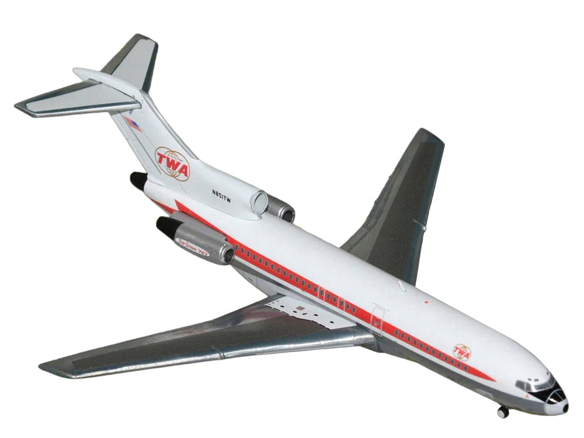 Boeing 727-100 Commercial Aircraft "Trans World Airlines" (N851TW) White with Red Stripes 1/400 Diecast Model by GeminiJets-GeminiJets-ModelCars.com