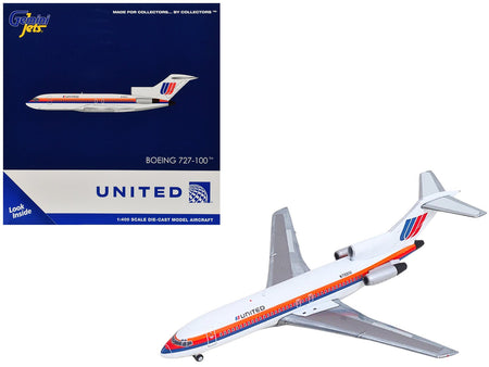 Boeing 727-100 Commercial Aircraft "United Airlines - Saul Bass Livery" (N7001U) White with Stripes 1/400 Diecast Model by GeminiJets-GeminiJets-ModelCars.com