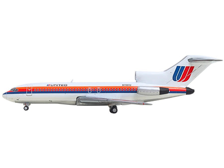 Boeing 727-100 Commercial Aircraft "United Airlines - Saul Bass Livery" (N7001U) White with Stripes 1/400 Diecast Model by GeminiJets-GeminiJets-ModelCars.com