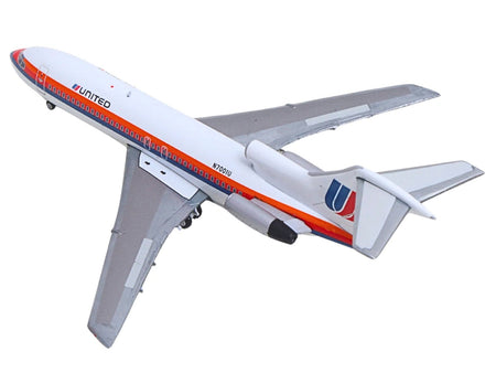 Boeing 727-100 Commercial Aircraft "United Airlines - Saul Bass Livery" (N7001U) White with Stripes 1/400 Diecast Model by GeminiJets-GeminiJets-ModelCars.com
