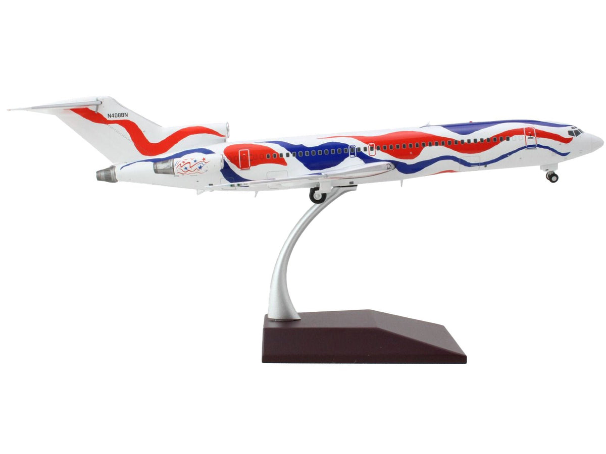 Boeing 727-200 Commercial Aircraft "Braniff International Airways - Calder Bicentennial Livery" White with Red and Blue Stripes "Gemini 200" Series 1/200 Diecast Model Airplane by GeminiJets-GeminiJets-ModelCars.com