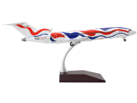 Boeing 727-200 Commercial Aircraft "Braniff International Airways - Calder Bicentennial Livery" White with Red and Blue Stripes "Gemini 200" Series 1/200 Diecast Model Airplane by GeminiJets-GeminiJets-ModelCars.com