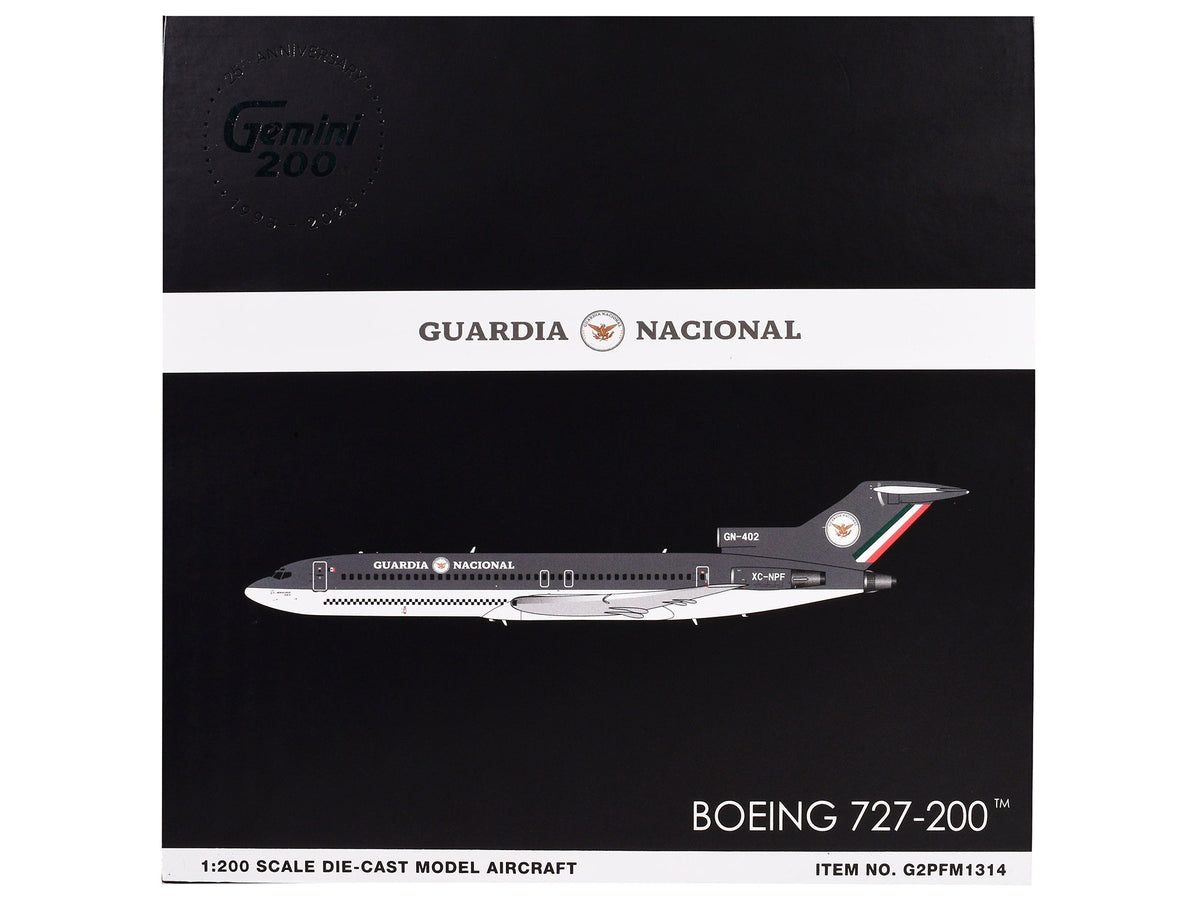 Boeing 727-200 Commercial Aircraft "Guardia Nacional (Mexican National Guard)" (XC-NPF) Gray and White "Gemini 200" Series 1/200 Diecast Model Airplane by GeminiJets-GeminiJets-ModelCars.com