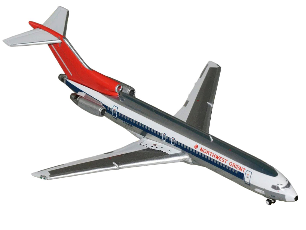 Boeing 727-200 Commercial Aircraft "Northwest Orient" (N298US) Silver with White Stripes and Red Tail 1/400 Diecast Model by GeminiJets-GeminiJets-ModelCars.com