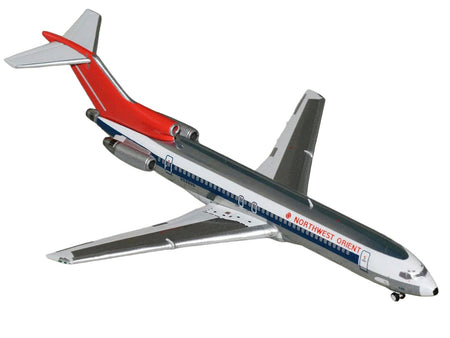 Boeing 727-200 Commercial Aircraft "Northwest Orient" (N298US) Silver with White Stripes and Red Tail 1/400 Diecast Model by GeminiJets-GeminiJets-ModelCars.com