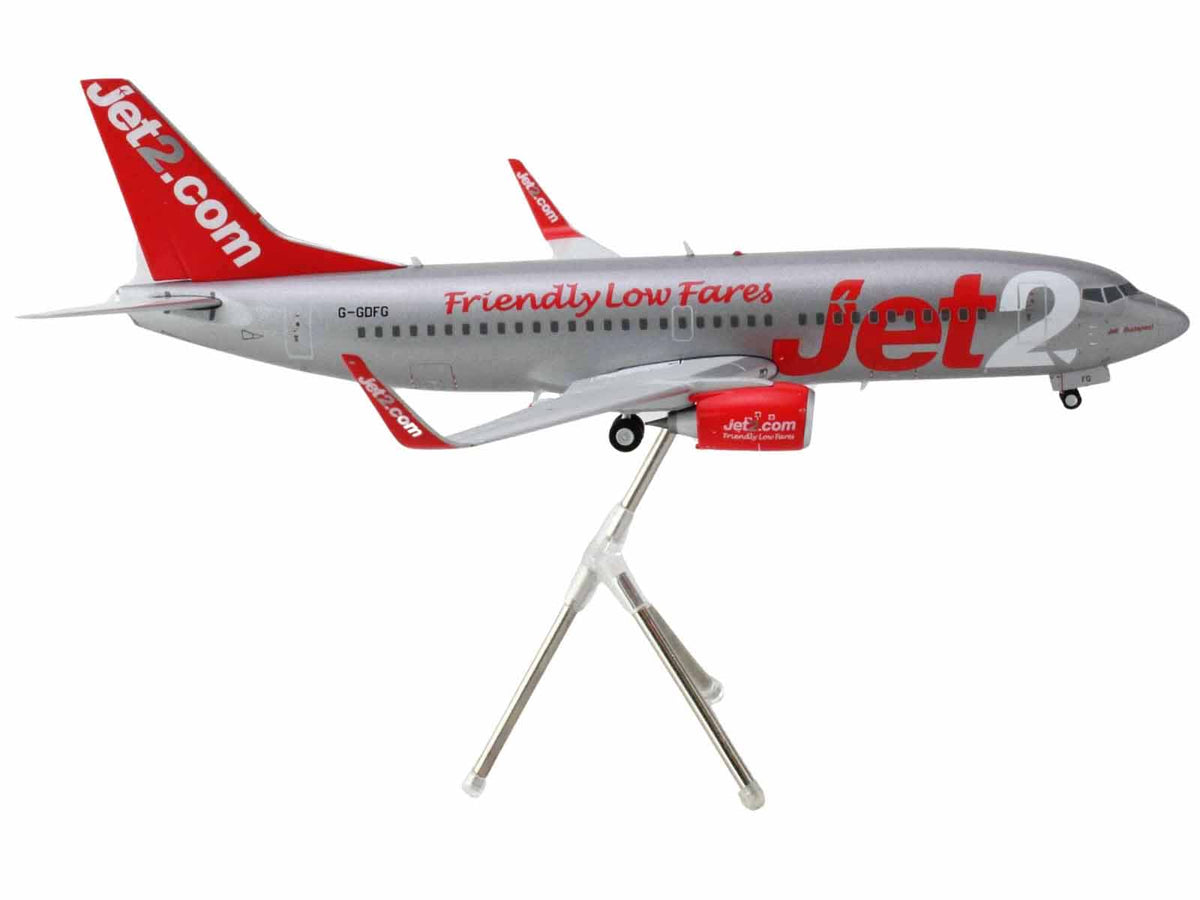 Boeing 737-300 Commercial Aircraft "Jet2" (G-GDFG) Gray Metallic with Red Tail "Gemini 200" Series 1/200 Diecast Model Airplane by GeminiJets-GeminiJets-ModelCars.com