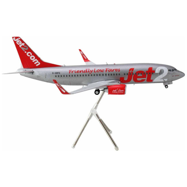 Boeing 737 - 300 Commercial Aircraft "Jet2" (G - GDFG) Gray Metallic with Red Tail "Gemini 200" Series 1/200 Diecast Model Airplane by GeminiJets - GeminiJets - ModelCars.com