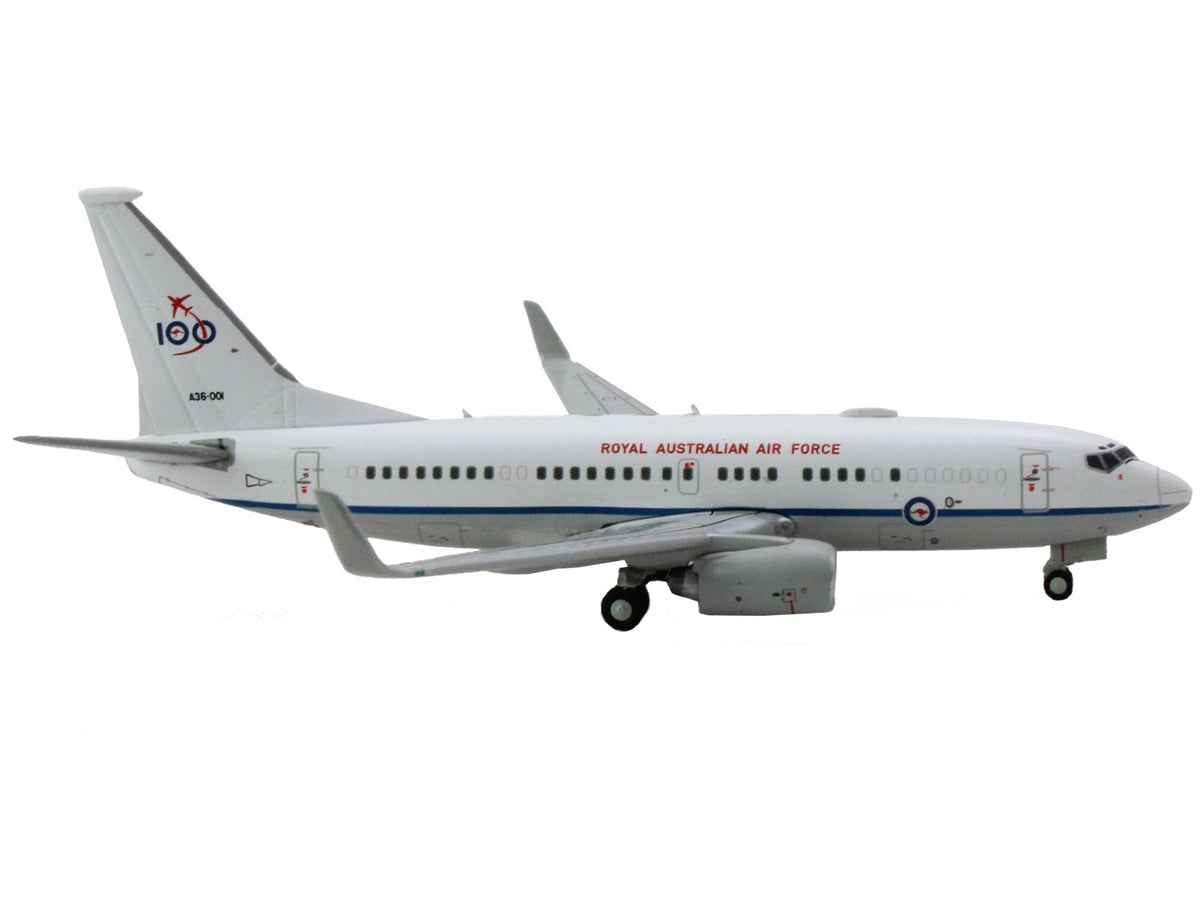 Boeing 737-700 Aircraft "Royal Australian Air Force 100th Anniversary" (A36-001) White with Blue Stripes "Gemini Macs" Series 1/400 Diecast Model Airplane by GeminiJets-GeminiJets-ModelCars.com
