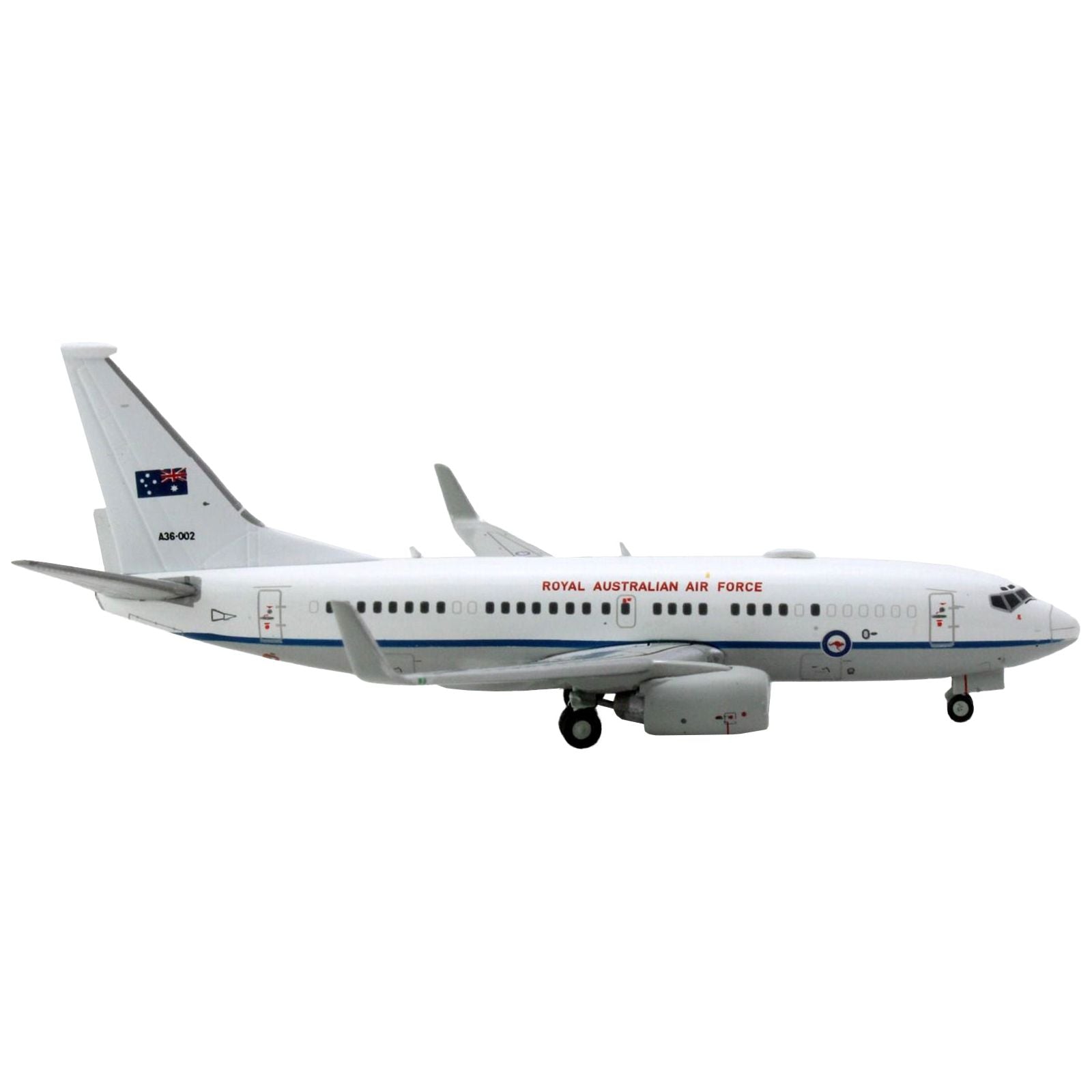 Boeing 737 - 700 Aircraft "Royal Australian Air Force" (A36 - 002) White with Blue Stripes "Gemini Macs" Series 1/400 Diecast Model Airplane by GeminiJets - GeminiJets - ModelCars.com