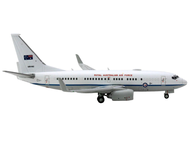 Boeing 737-700 Aircraft "Royal Australian Air Force" (A36-002) White with Blue Stripes "Gemini Macs" Series 1/400 Diecast Model Airplane by GeminiJets-GeminiJets-ModelCars.com