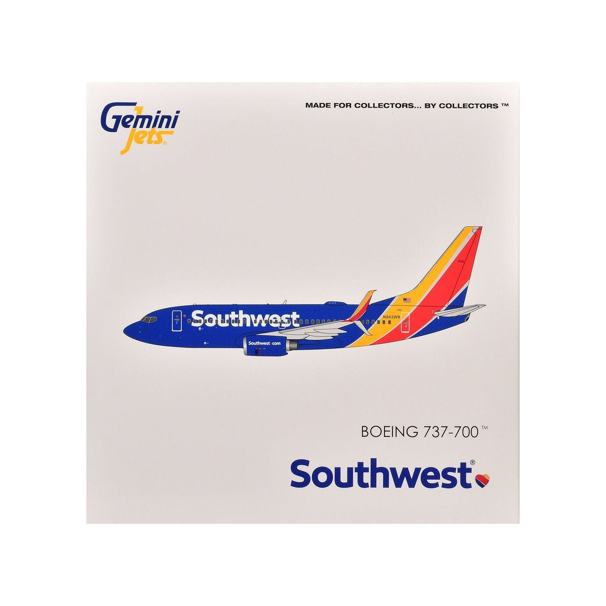 Boeing 737-700 Commercial Aircraft "Southwest Airlines" (N943WN) Blue with Striped Tail 1/400 Diecast Model Airplane by GeminiJets-GeminiJets-ModelCars.com
