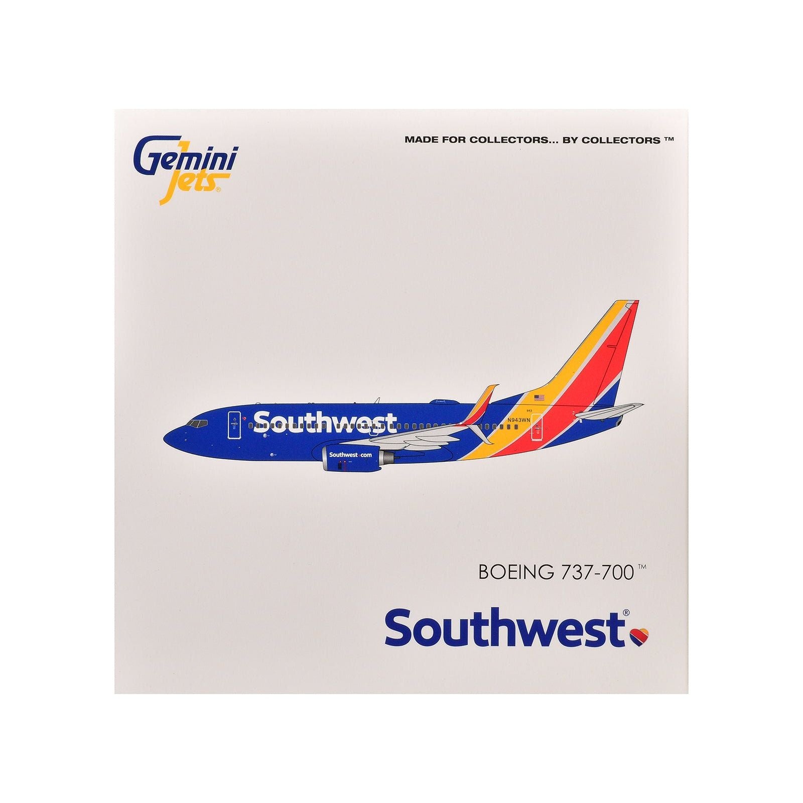 Boeing 737 - 700 Commercial Aircraft "Southwest Airlines" (N943WN) Blue with Striped Tail 1/400 Diecast Model Airplane by GeminiJets - GeminiJets - ModelCars.com
