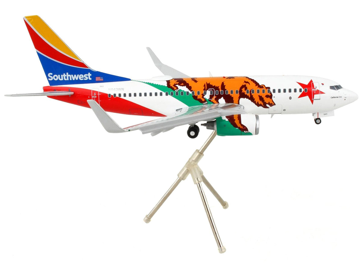 Boeing 737-700 Commercial Aircraft with Flaps Down "Southwest Airlines - California One" California Flag Livery "Gemini 200" Series 1/200 Diecast Model Airplane by GeminiJets-GeminiJets-ModelCars.com