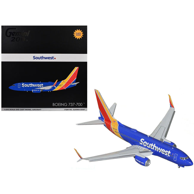 Boeing 737-700 Commercial Aircraft with Flaps Down "Southwest Airlines" (N943WN) Blue with Striped Tail "Gemini 200" Series 1/200 Diecast Model Airplane by GeminiJets-GeminiJets-ModelCars.com