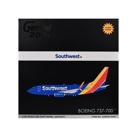 Boeing 737-700 Commercial Aircraft with Flaps Down "Southwest Airlines" (N943WN) Blue with Striped Tail "Gemini 200" Series 1/200 Diecast Model Airplane by GeminiJets-GeminiJets-ModelCars.com