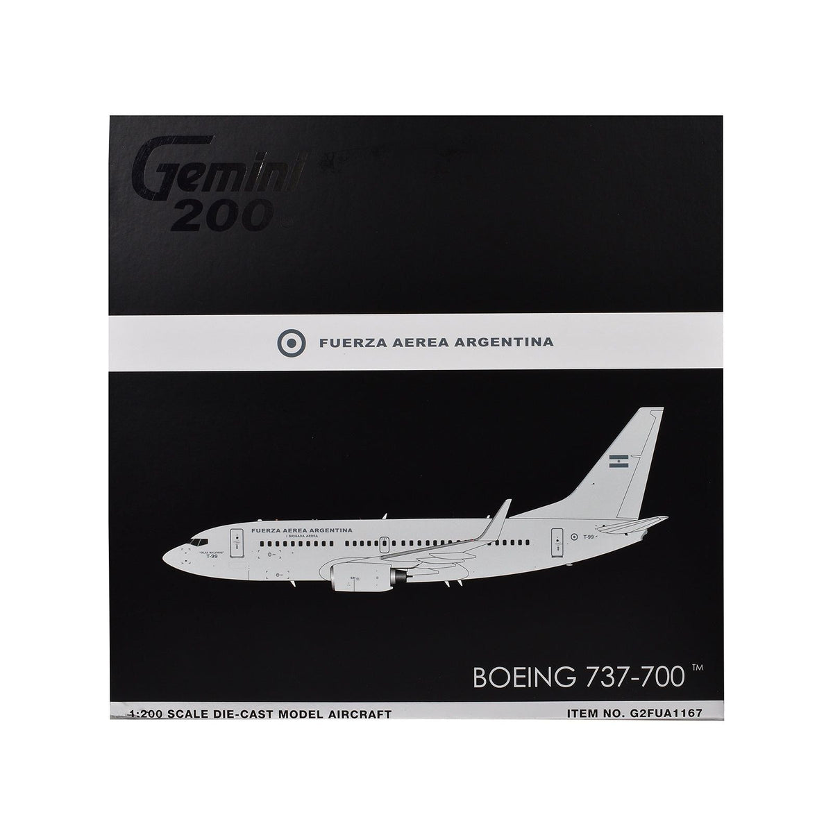 Boeing 737-700 Transport Aircraft "Fuerza Aerea Argentina (Air Force)" (T-99) Gray "Gemini 200" Series 1/200 Diecast Model Airplane by GeminiJets-GeminiJets-ModelCars.com