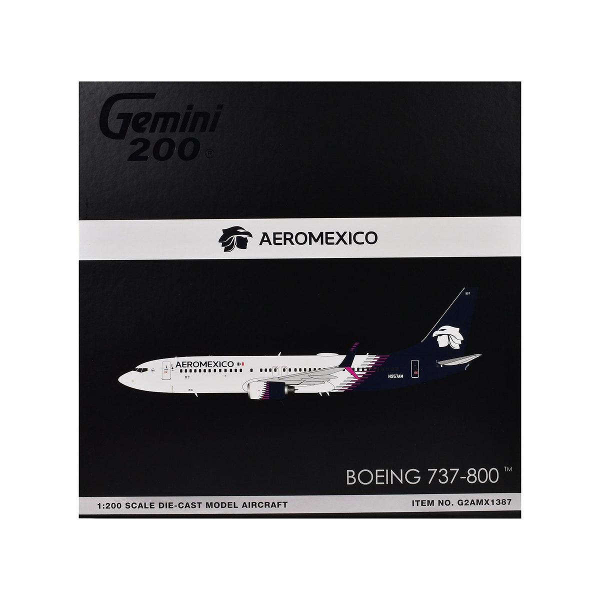 Boeing 737-800 Commercial Aircraft "AeroMexico" (N957AM) White with Dark Blue Tail "Gemini 200" Series 1/200 Diecast Model Airplane by GeminiJets-GeminiJets-ModelCars.com
