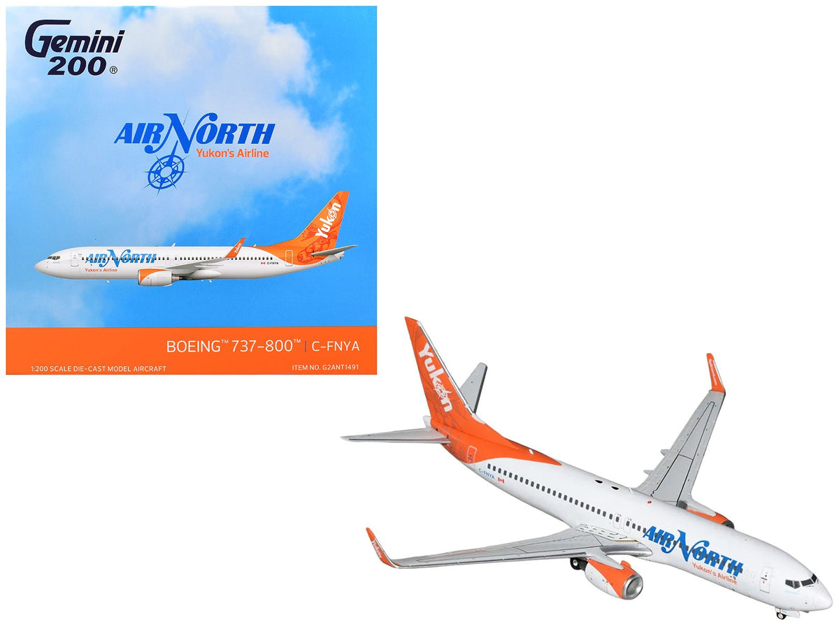 Boeing 737-800 Commercial Aircraft "Air North" (C-FNYA) White with Orange Tail "Gemini 200" 1/200 Diecast Model by GeminiJets-GeminiJets-ModelCars.com