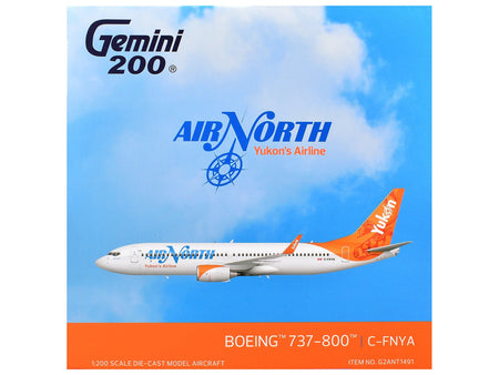 Boeing 737-800 Commercial Aircraft "Air North" (C-FNYA) White with Orange Tail "Gemini 200" 1/200 Diecast Model by GeminiJets-GeminiJets-ModelCars.com