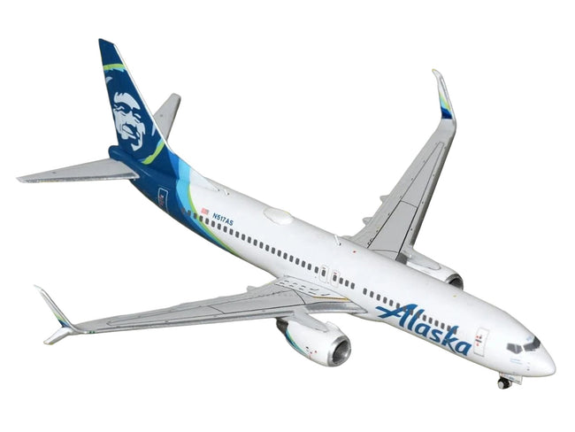 Boeing 737-800 Commercial Aircraft "Alaska Airlines" (N517AS) White with Blue Tail 1/400 Diecast Model Airplane by GeminiJets-GeminiJets-ModelCars.com
