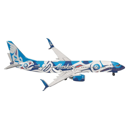 Boeing 737-800 Commercial Aircraft "Alaska Airlines - Salmon People Livery" (N559AS) Blue and White 1/500 Diecast Model Airplane by Herpa-Herpa-ModelCars.com