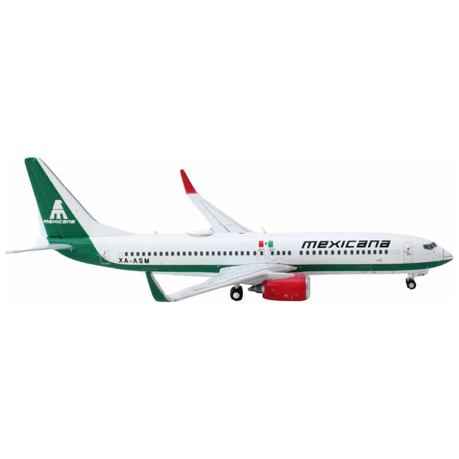 Boeing 737-800 Commercial Aircraft "Mexicana Airlines" (XA-ASM) White with Green Tail 1/400 Diecast Model Airplane by GeminiJets-GeminiJets-ModelCars.com