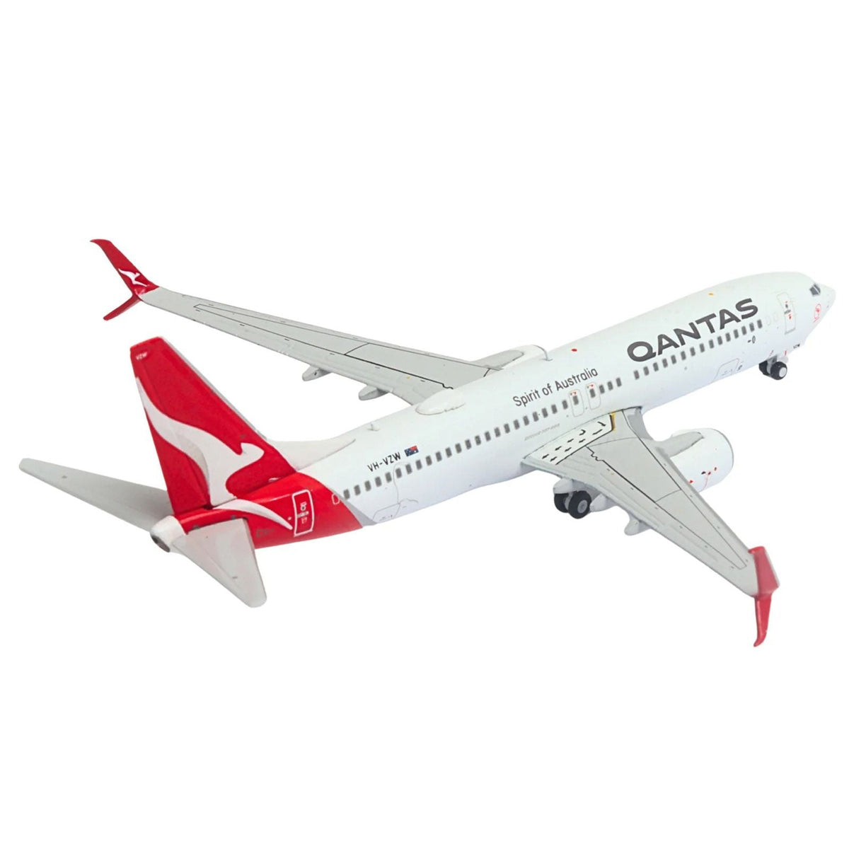 Boeing 737-800 Commercial Aircraft "Qantas Airways" (VH-VZW) White with Red Tail 1/400 Diecast Model Airplane by GeminiJets-GeminiJets-ModelCars.com