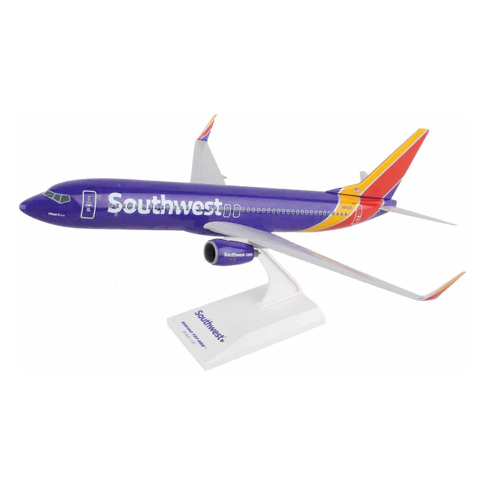 Boeing 737 - 800 Commercial Aircraft "Southwest Airlines - Heart One" (N8642E) Blue with Striped Tail (Snap - Fit) 1/130 Plastic Model by Skymarks - Skymarks - ModelCars.com