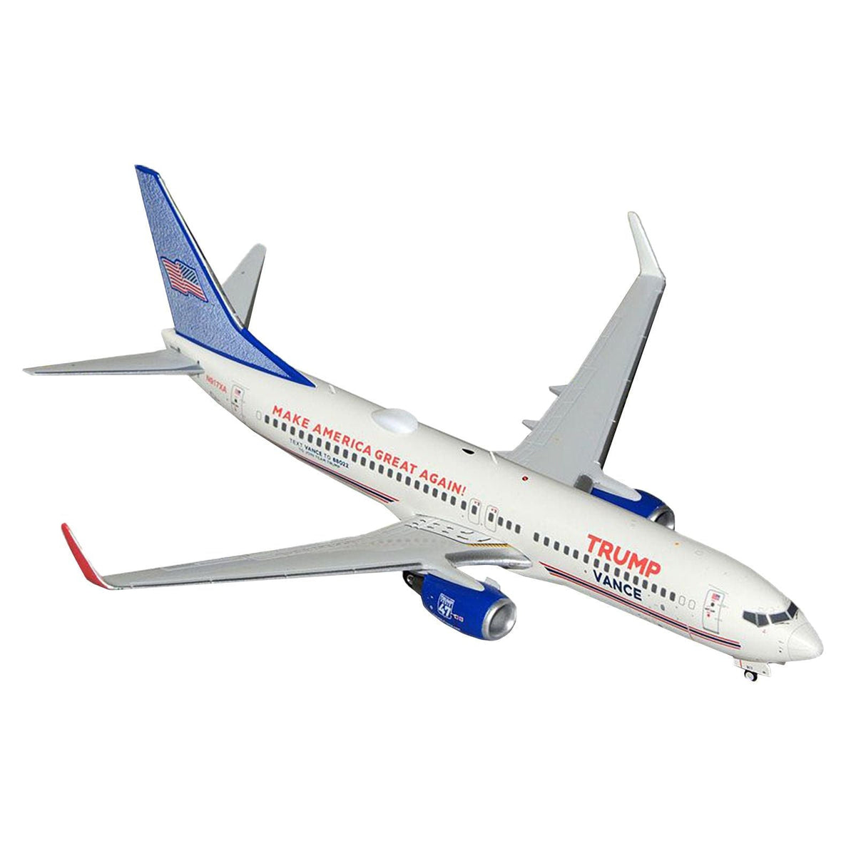 Boeing 737-800 Commercial Aircraft "Trump-Vance Campaign" (N917XA) White with Blue Tail "Gemini 200" Series 1/200 Diecast Model Airplane by GeminiJets-GeminiJets-ModelCars.com
