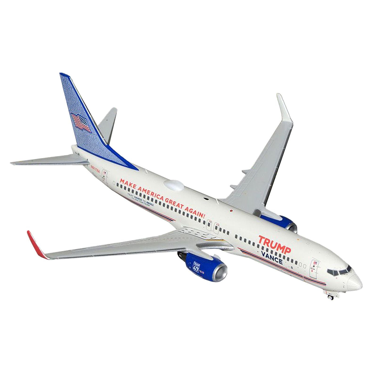 Boeing 737 - 800 Commercial Aircraft "Trump - Vance Campaign" (N917XA) White with Blue Tail "Gemini 200" Series 1/200 Diecast Model Airplane by GeminiJets - GeminiJets - ModelCars.com