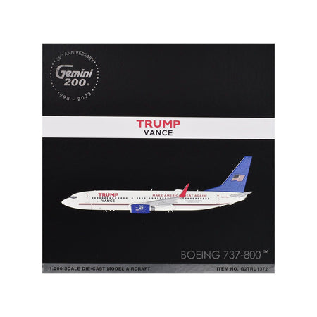 Boeing 737-800 Commercial Aircraft "Trump-Vance Campaign" (N917XA) White with Blue Tail "Gemini 200" Series 1/200 Diecast Model Airplane by GeminiJets-GeminiJets-ModelCars.com