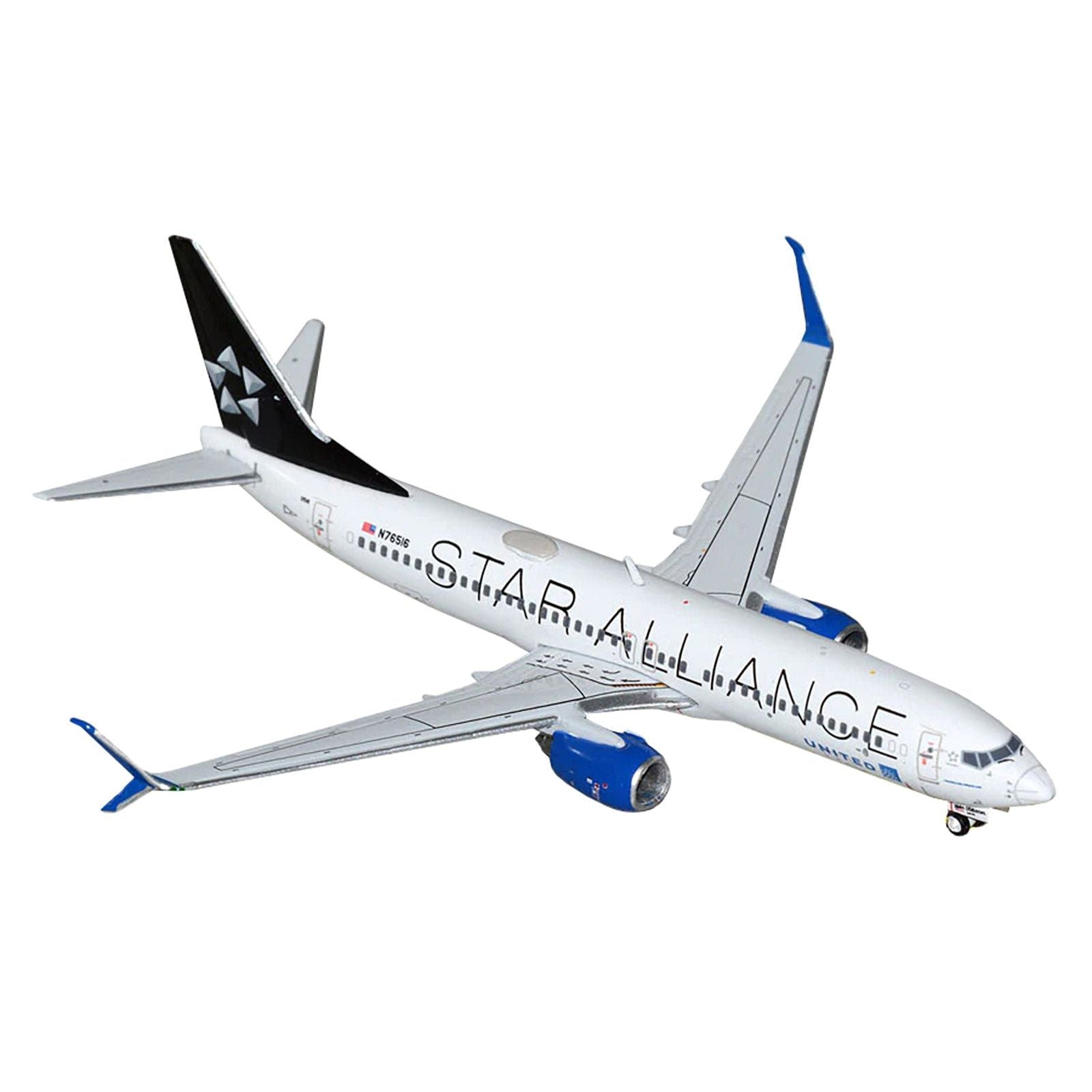 Boeing 737 - 800 Commercial Aircraft "United Airlines - Star Alliance" (N76516) White with Black Tail 1/400 Diecast Model Airplane by GeminiJets - GeminiJets - ModelCars.com