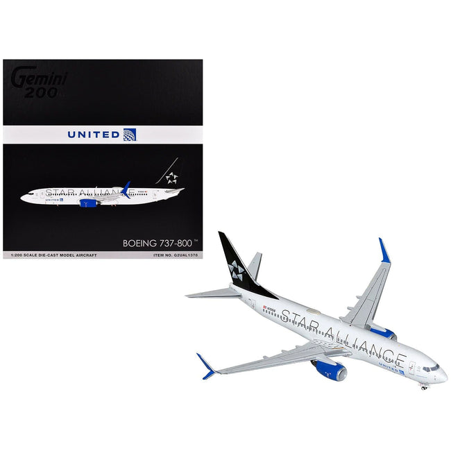 Boeing 737-800 Commercial Aircraft "United Airlines Star Alliance" (N76516) White with Black Tail "Gemini 200" Series 1/200 Diecast Model Airplane by GeminiJets-GeminiJets-ModelCars.com
